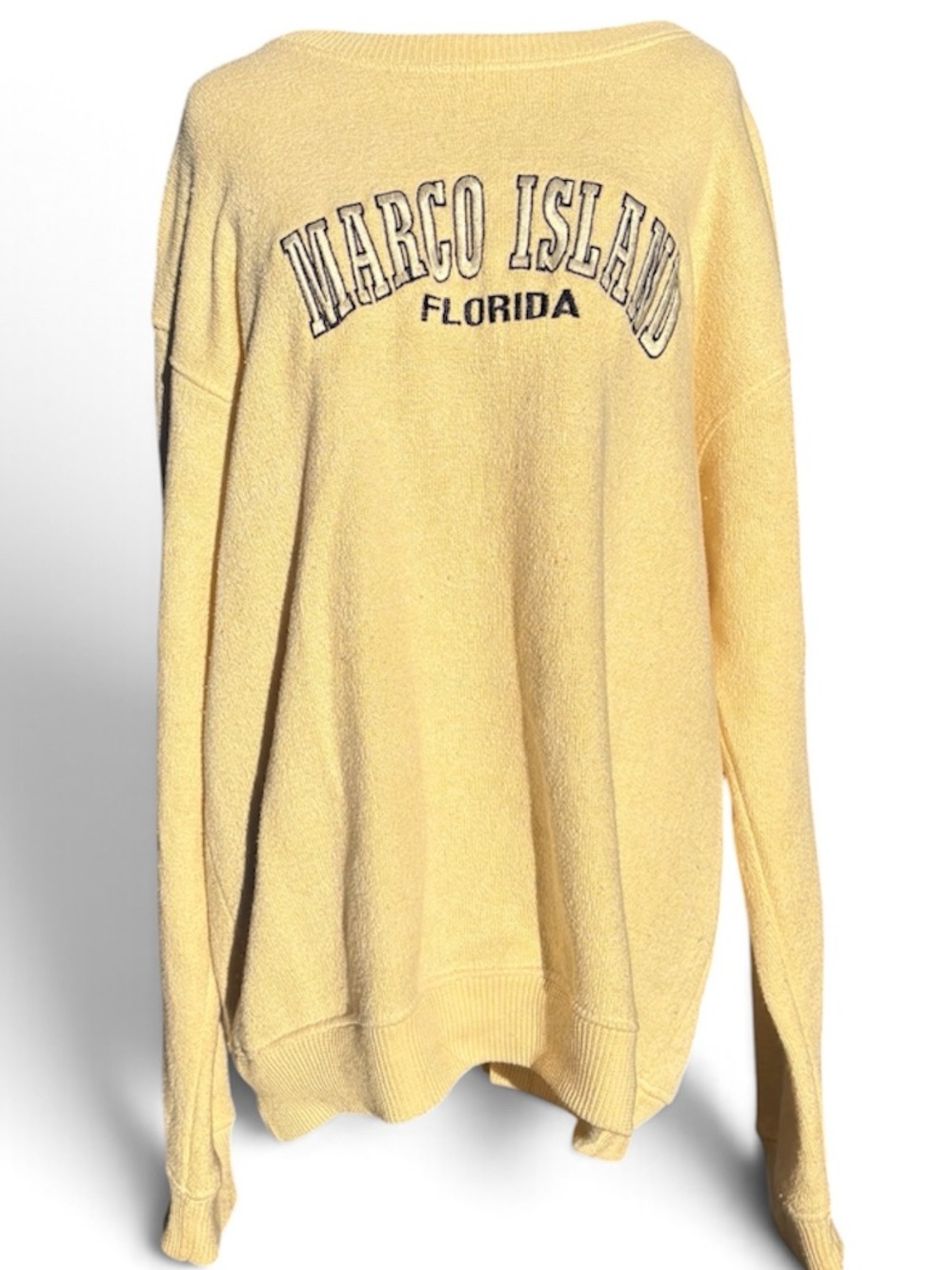 Yellow Crewneck Sweater with Marco Island Florida Print